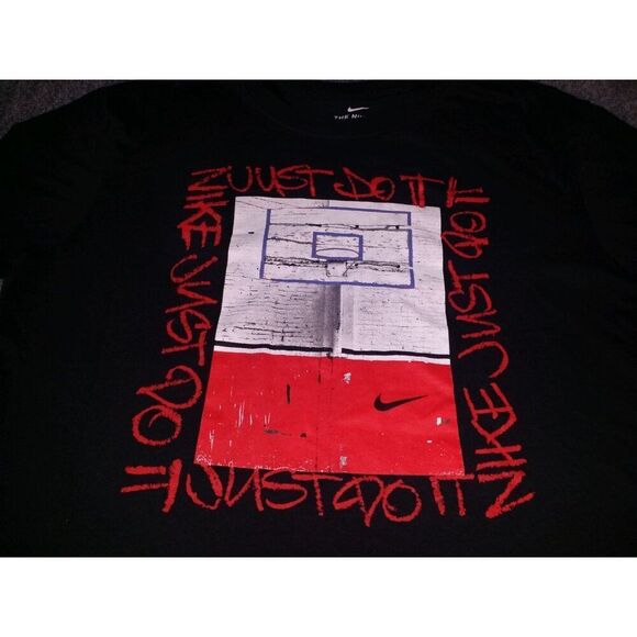 Nike Dri-Fit Just Do It Swoosh Basketball Tshirt Men Sz M Black Graphic Print - Picture 2 of 7
